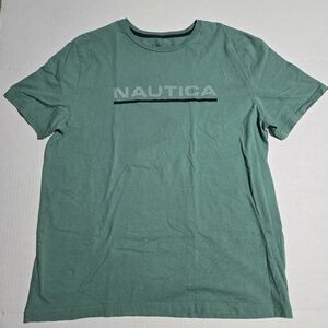 Nautica Men's Green T-Shirt Size XL Teal Short Sleeve Graphic Logo Pullover